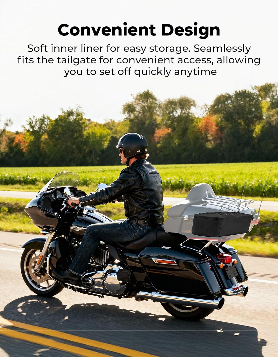 KEMIMOTO Rear Trunk Organizer Travel Soft Liner Luggage Bag 28L Compatible with Touring CVO Trike 1993-2025 Models for Street Glide Road Glide Road King (Standard Storage)