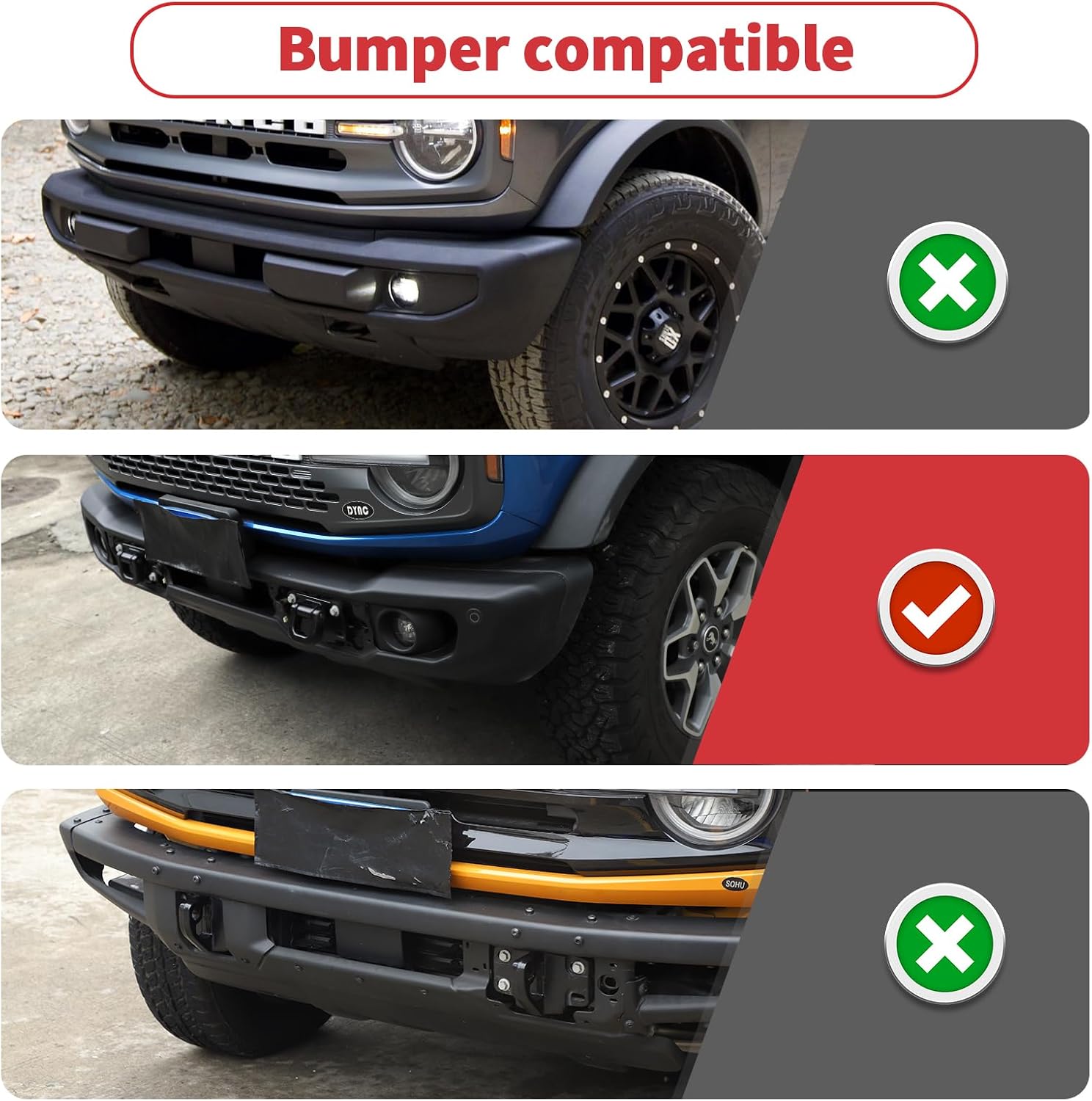 Linskip for Capable Steel Bumper Tow Hook Covers Fit for 2021-2026 Ford Bronco Accessories, Tow Hook Rubber Sleeve Protectors for Bronco Exterior Accessories(Red)
