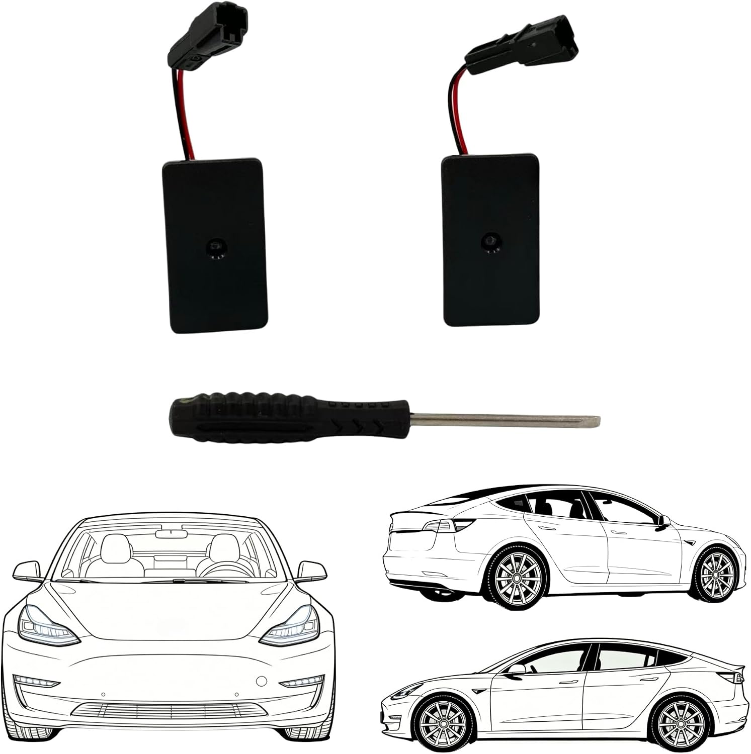 Compatible with Tesla Model 3 (2017–2025, Highland) and Model Y (2020–2026, Juniper), Door Logo Projector Puddle Lights, Glass Lens, Plug-and-Play, 2-Pack
