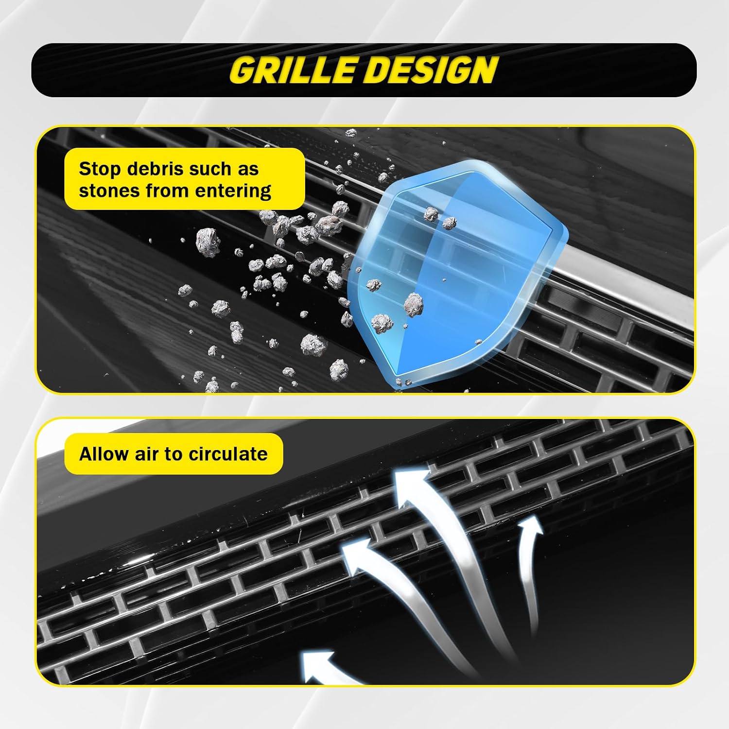 Hood Bulge Molding Grille Trim Compatible with 2014-2021 Tundra | Front Upper Hood Molding Grille Trim Compatible with Toyota Tundra Hood Scoop Upper Grille 761800C030 TO1231102, Glossy Black