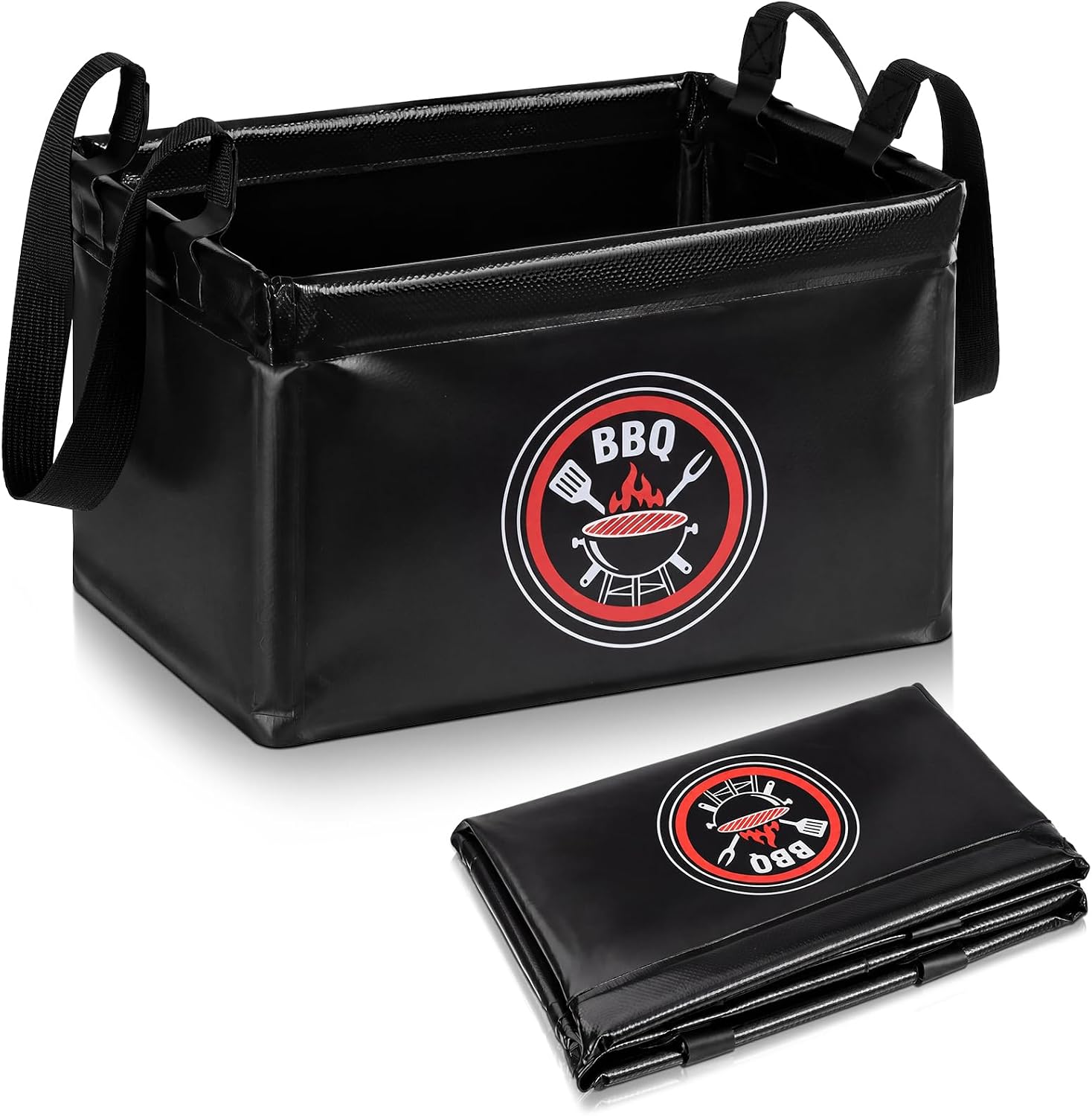 Mifoci Black 15L Grill Brush Water Bucket Dunk Tank, Large Capacity Square Foldable Collapsible Cleaning Bucket with Support Frame for BBQ Grill Tool Cleaning, Camping and Outdoor Use