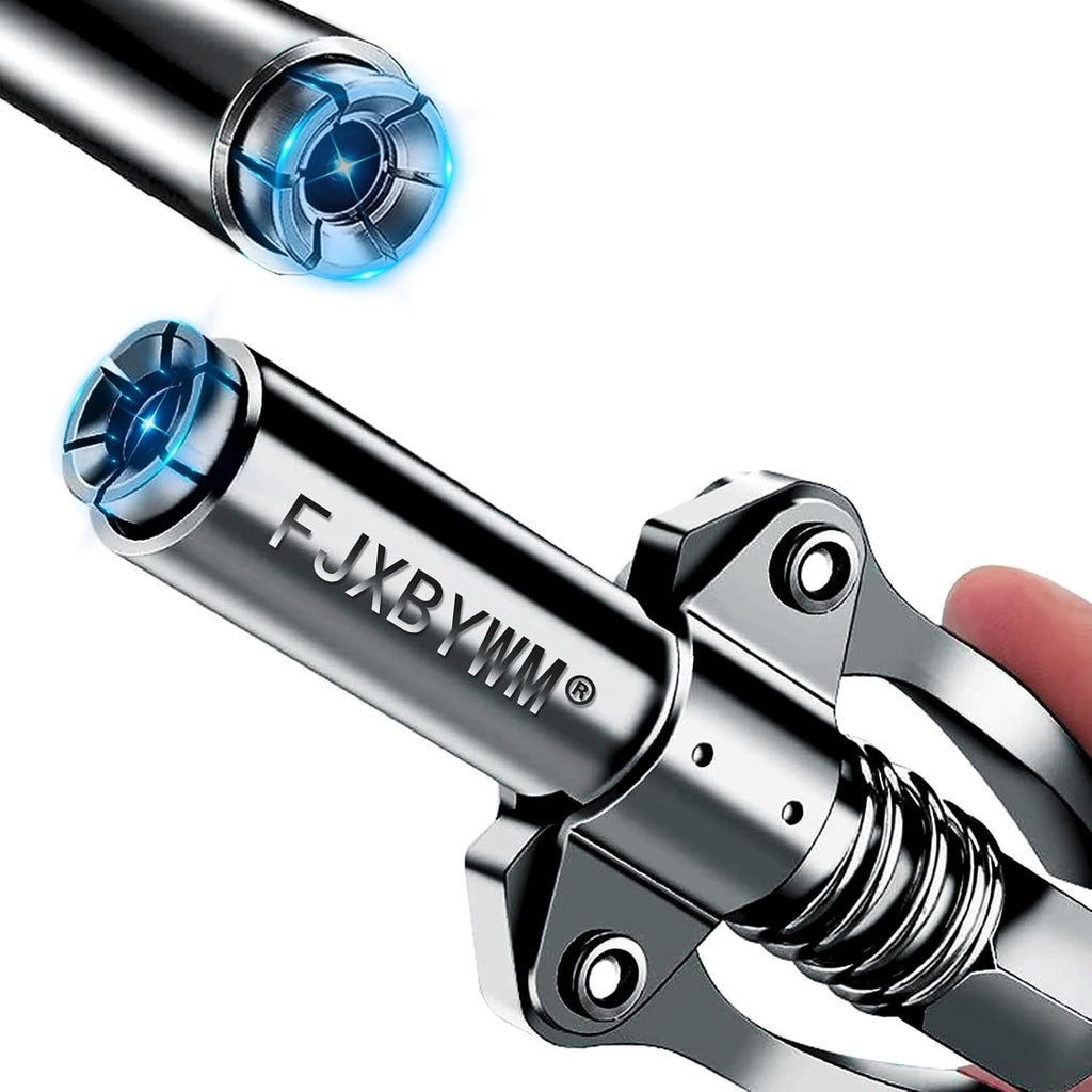 Grease Gun Coupler Grease Gun Tips,Quick Lock Double Handles Grease Gun Tip with 6 Thickened Claws,Rated 12,000PSI,Compatible with All Grease Guns,Suitable for Automobiles Ships Farm Machinery Etc.