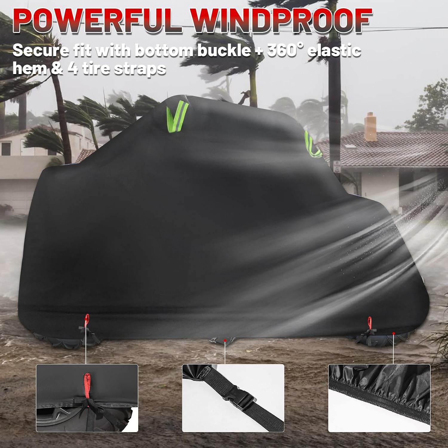 StarknightMT UTV Cover 2-3 Seater Upgraded, Heavy Duty Storage Cover Compatible with Polaris Ranger RZR General Talon Zforce Uforce 1000 Defender with Reflective Strips, 130" x 58" x 70"