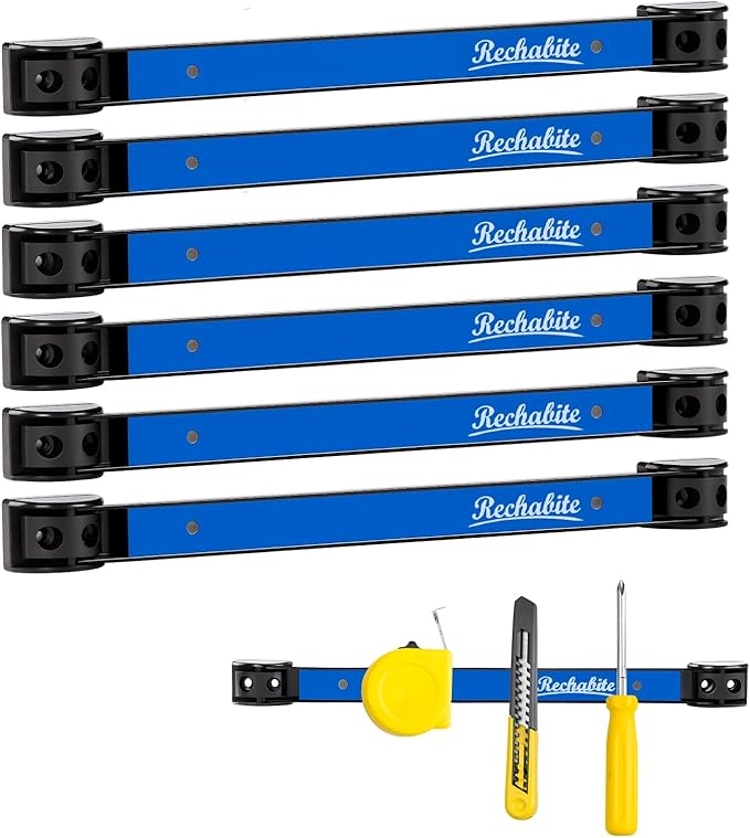 6 Pieces 12" Magnetic Tool Holder Strip, Metal Tool Organizer Rack by RechabiteMagneticTools