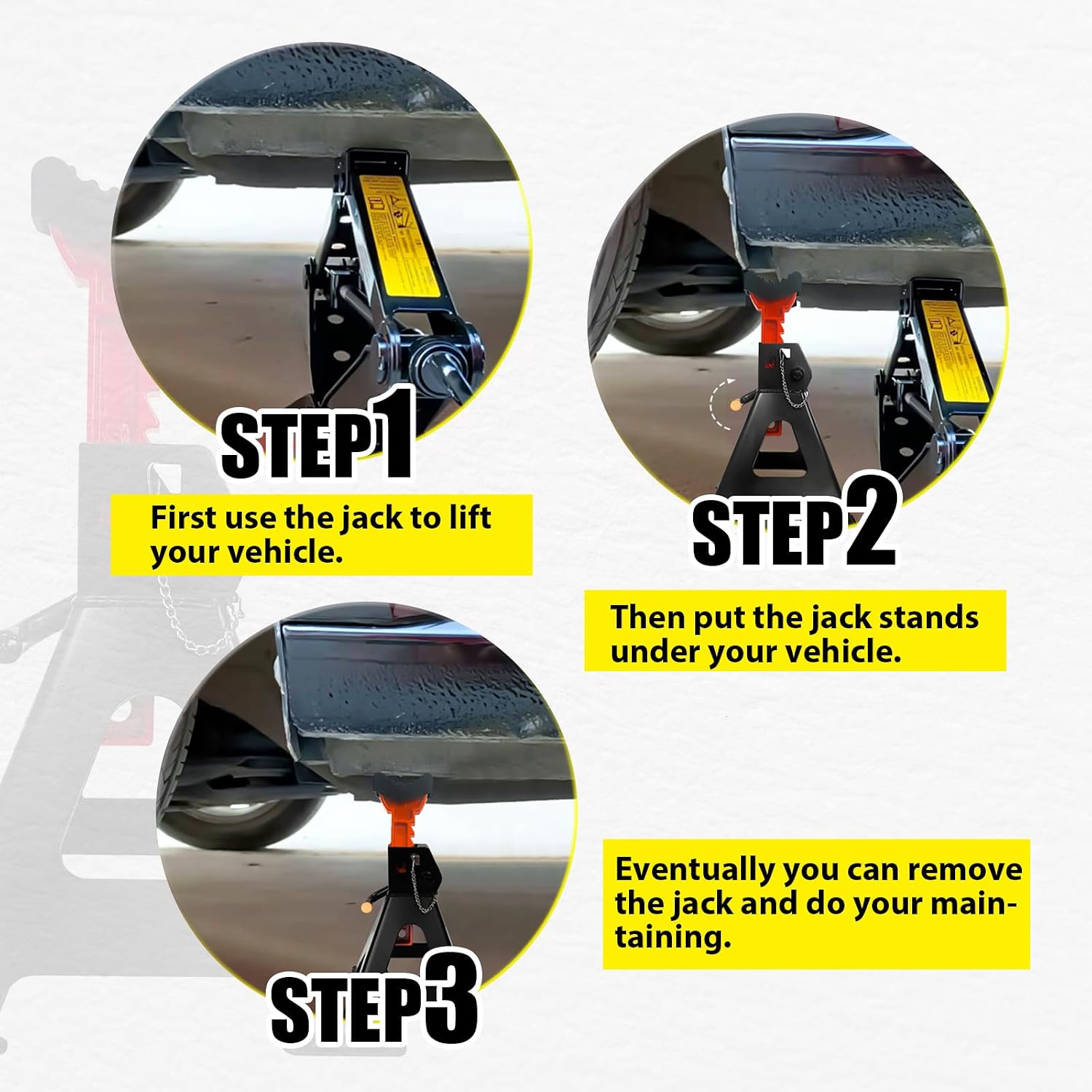 YATOINTO Upgraded Jack Stands 6 Ton (13,200 LBs) with 2 Crossbars and Double Pin Locking,Car Jack Stands 15.35"-22.05" Adjustable with Rubber Pads for Trucks,Home,Garage, SUV,Car,UTV/ATV,1 Pair