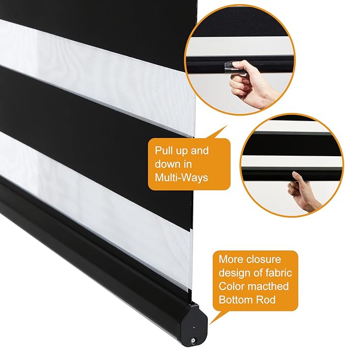 Persilux Cordless Zebra Shades Free-Stop Window Shades Dual Layer Light Control - Image 3