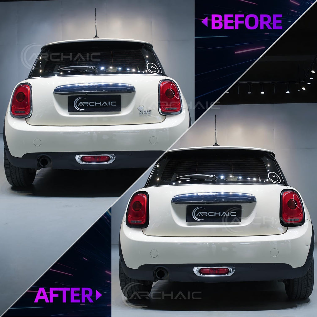 Archaic Rear Tail Light Cover Bezel Surround Trim Compatible with Mini Cooper F55 F56 F57 Hatchback/Convertible 2014-2024, ABS Taillight Ring,Glossy Black,Pair