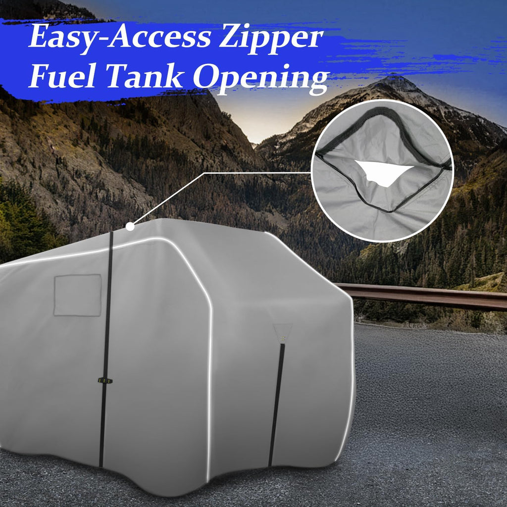 ATV Covers Waterproof Outdoor Heavy Duty, ATV Cover 600D UV Resistant Tear Proof with Windproof Straps Elastic Hem, Universal Quad Cover with Reflective Strips Bag, 95" L * 50" W * 48" H, Gray