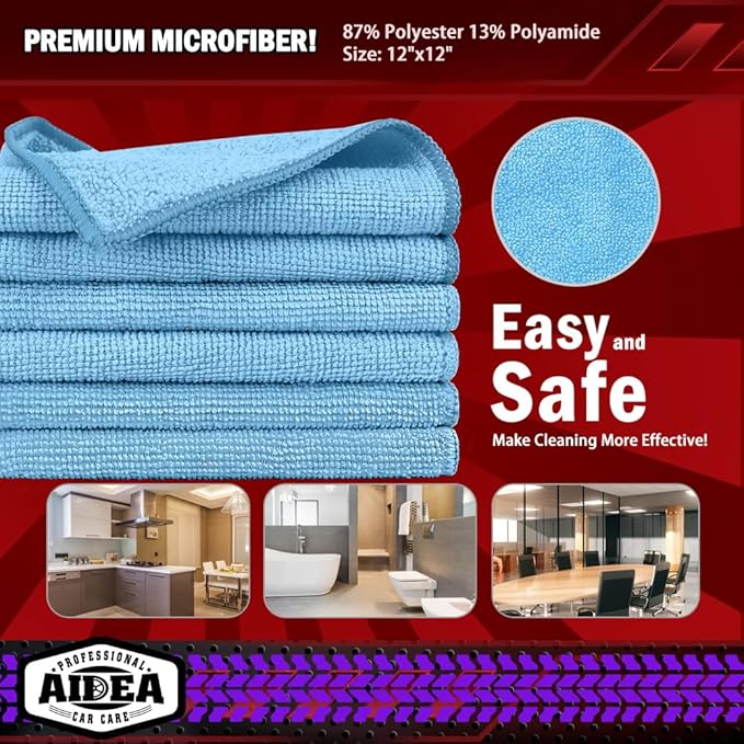 AIDEA Microfiber Cleaning Cloth Blue 20PK, Microfiber Towels - Image 6