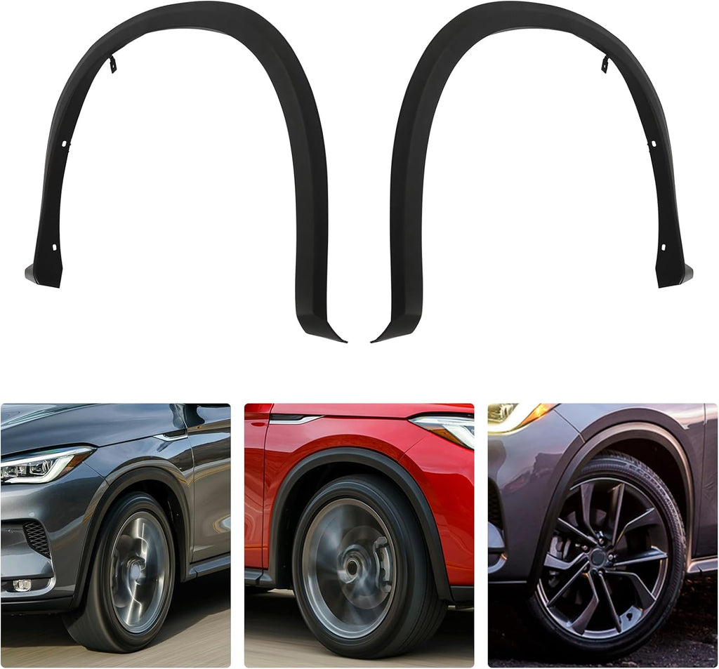 Front Fender Flare Molding Trim for Infiniti QX50 2019 2020 Left Driver Side and Right Passenger Side Front Fender Flare Molding Arch Trim Replacement Black 638615NA0A 638605NA0A