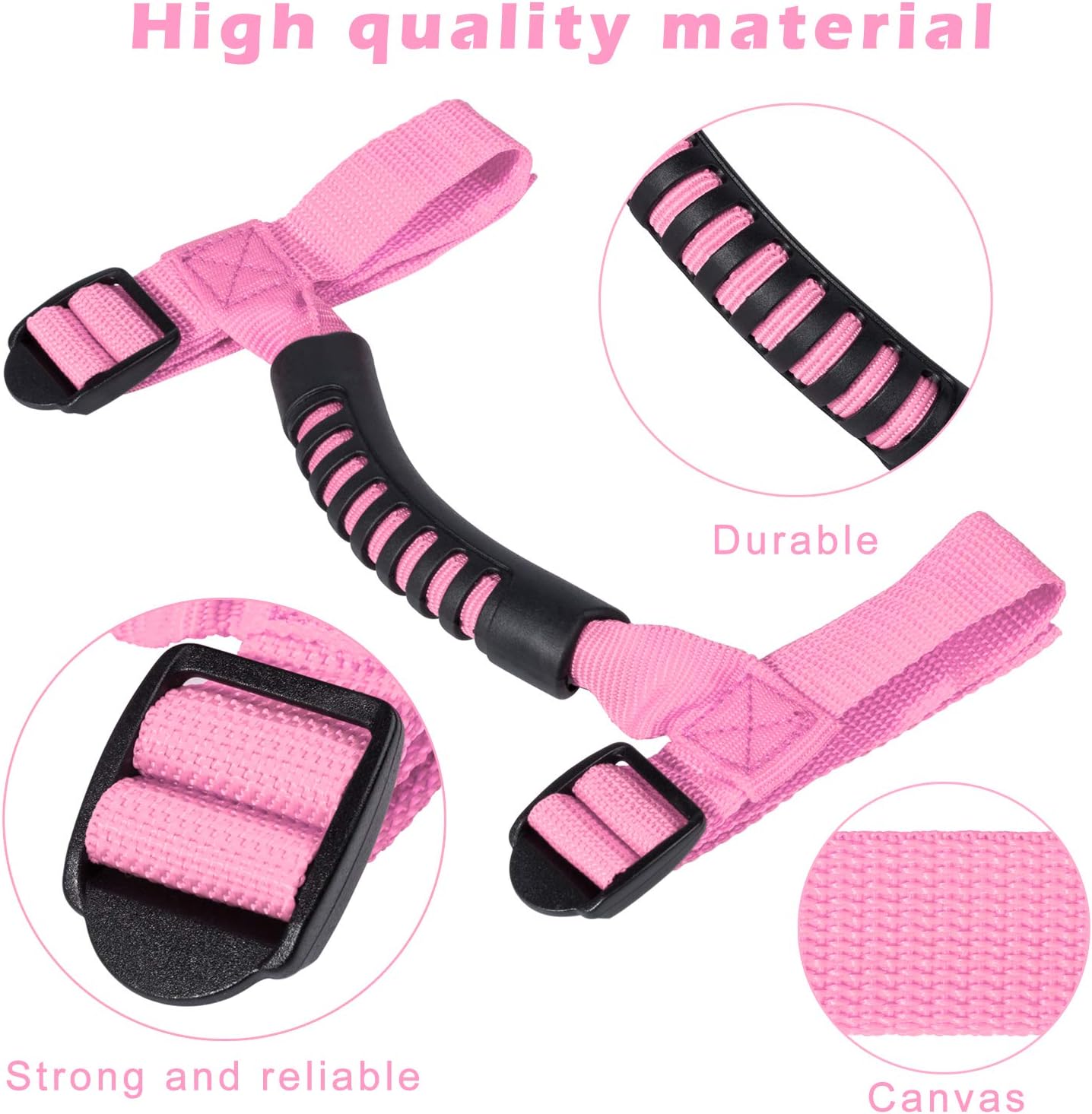 Danti 4 x Roll Bar Grab Handles Grip Handle for Jeep Wrangler YJ TJ JK JKU JL JLU Sports Sahara Freedom Rubicon X & Unlimited 1955-2024 2025(Pink)
