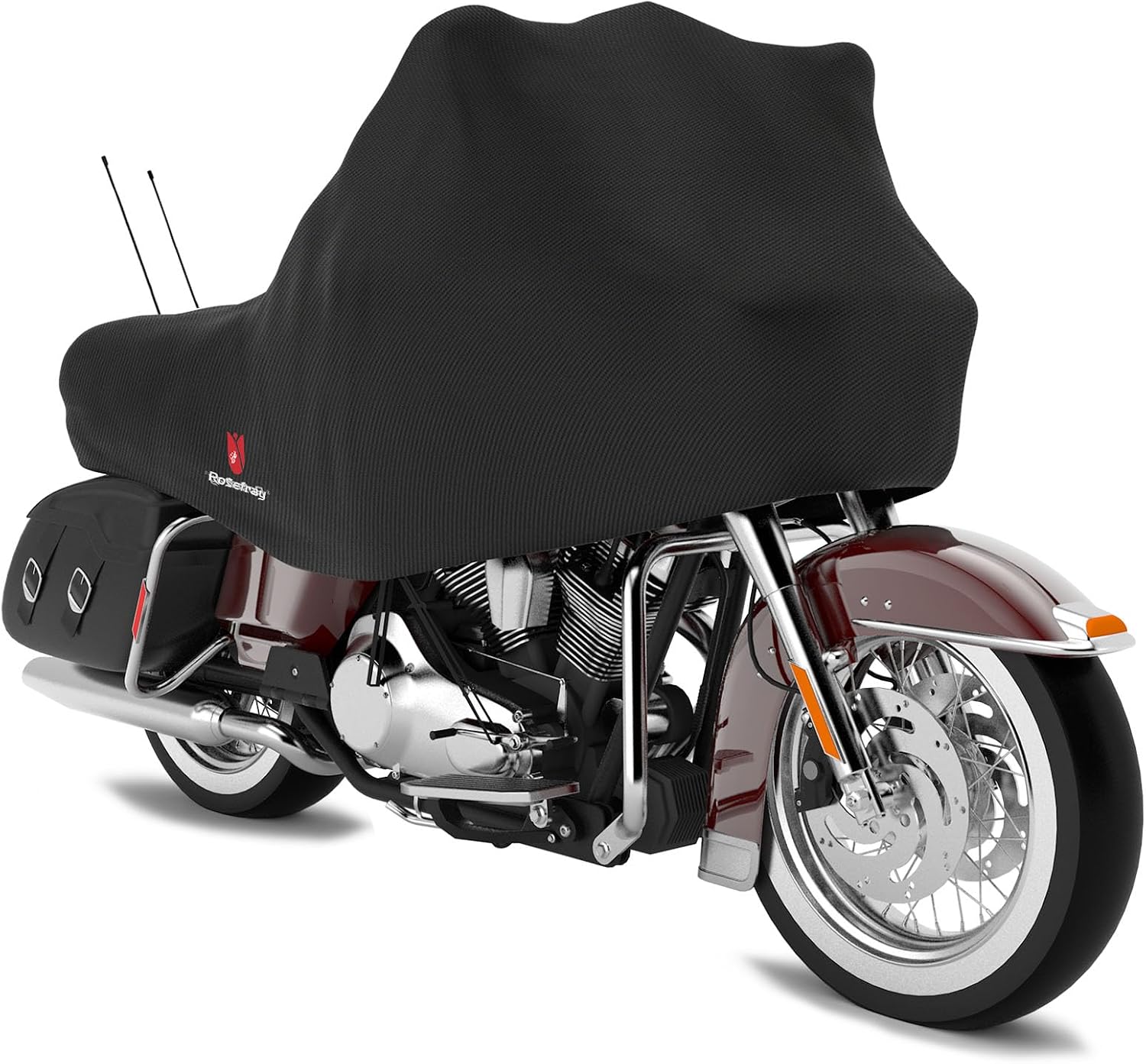 420D Motorcycle Half Cover-Outdoor Waterproof All Weather Protection Lightweight Half Cover,Black XL Size for Most Touring Models Harley Davidson,Honda Goldwing,Road King Street Glide