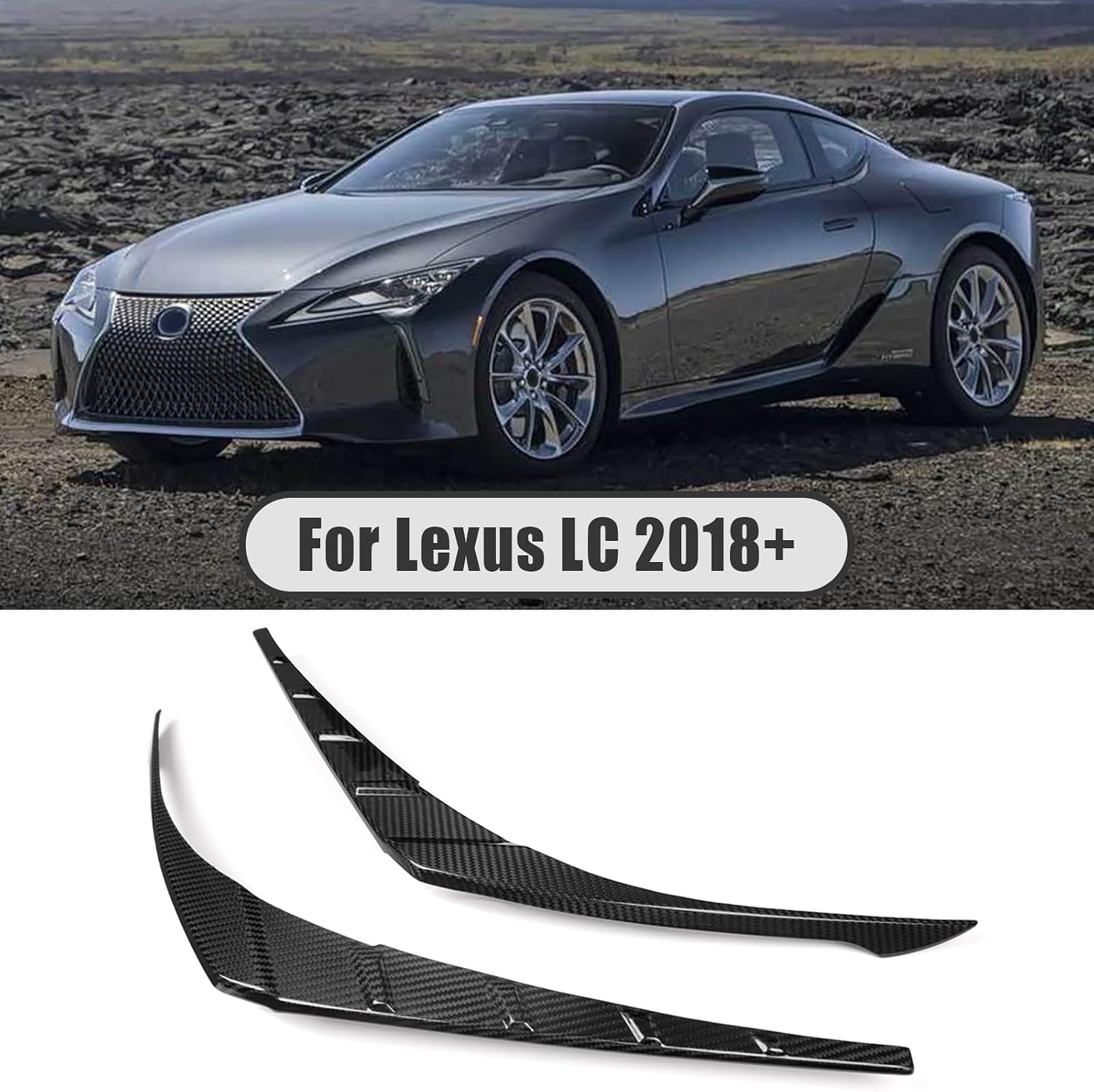 Yogen Dry Carbon Fiber Rear Tail Light Cover Bezel for LC LC500 LC500h Z100 2018 2019 2020 2021 2022 2023 2024 2025 2026 Taillight Eyelid Strip Rear Tail Lamp Trim (Glossy Carbon Fiber)