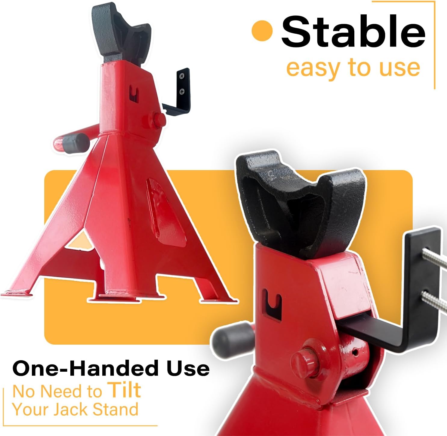6 Packs Jack Stands Wall Mount Organizer, Heavy Duty Stainless Steel Car Jacks Holder Hook Fits 2 & 3 & 4 & 6 Ton Farm & High Lift Jack Stands Hanger for Garage Shop Storage, Space Saving