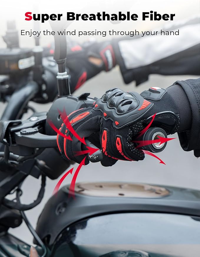 KEMIMOTO Motorcycle Gloves for Men/Women, Touchscreen Dirt Bike Gloves - Image 4