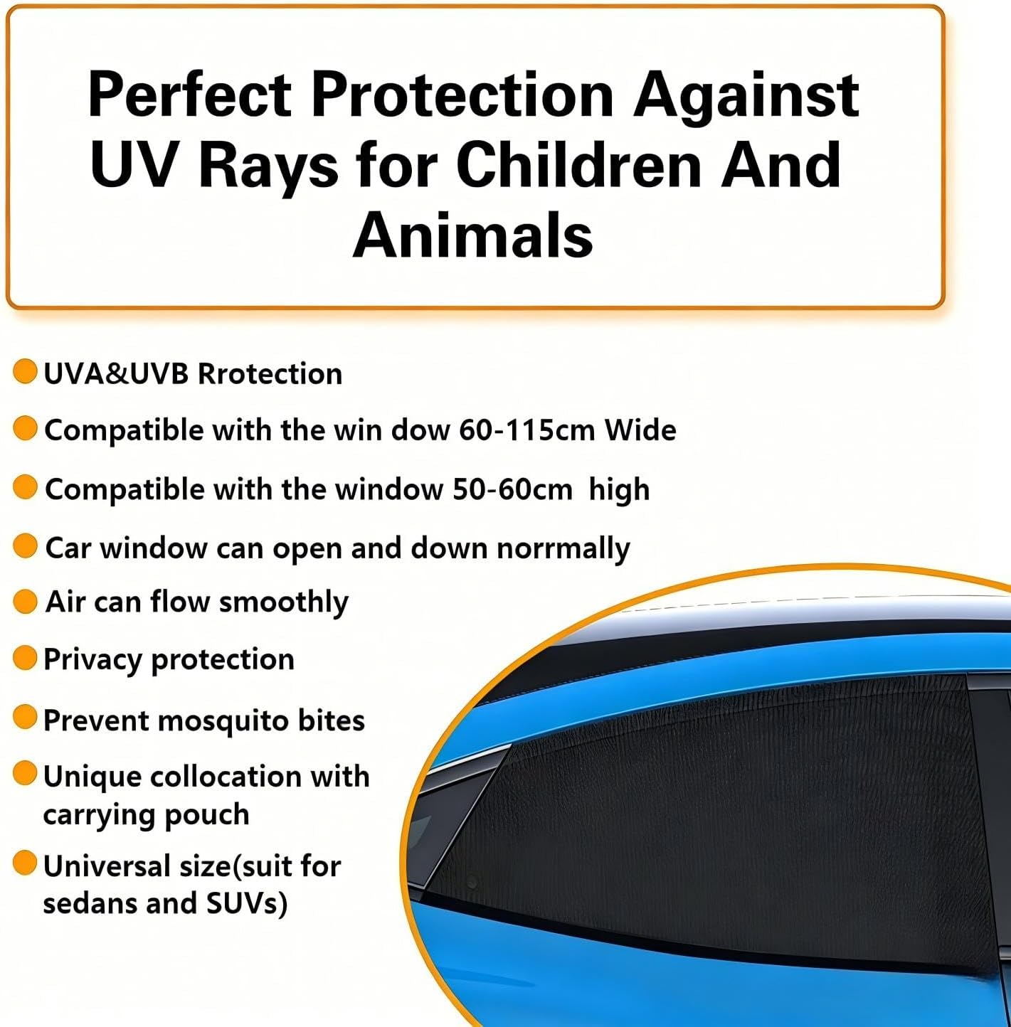 4 Pack Car Window Shades - Car Window Shades, Sun Shades, UV Protection Breathable Spandex Baby Window Covers, Universal Fit Most of Cars, Protect Privacy for Family Black