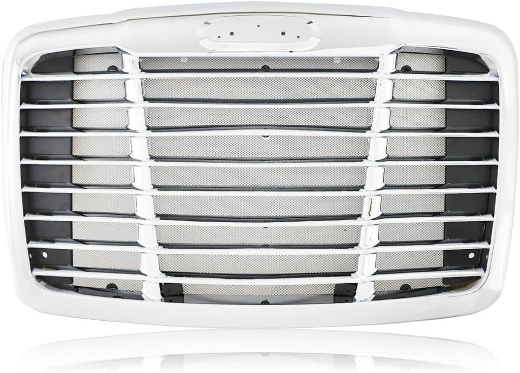 Front Hood Radiator Grille With Bug Screen Compatible With 2008-2017 Freightliner CASCADIA Bug Screen Front Grill ABS Plastic ((Chrome (Silver)) with Bug Screen)