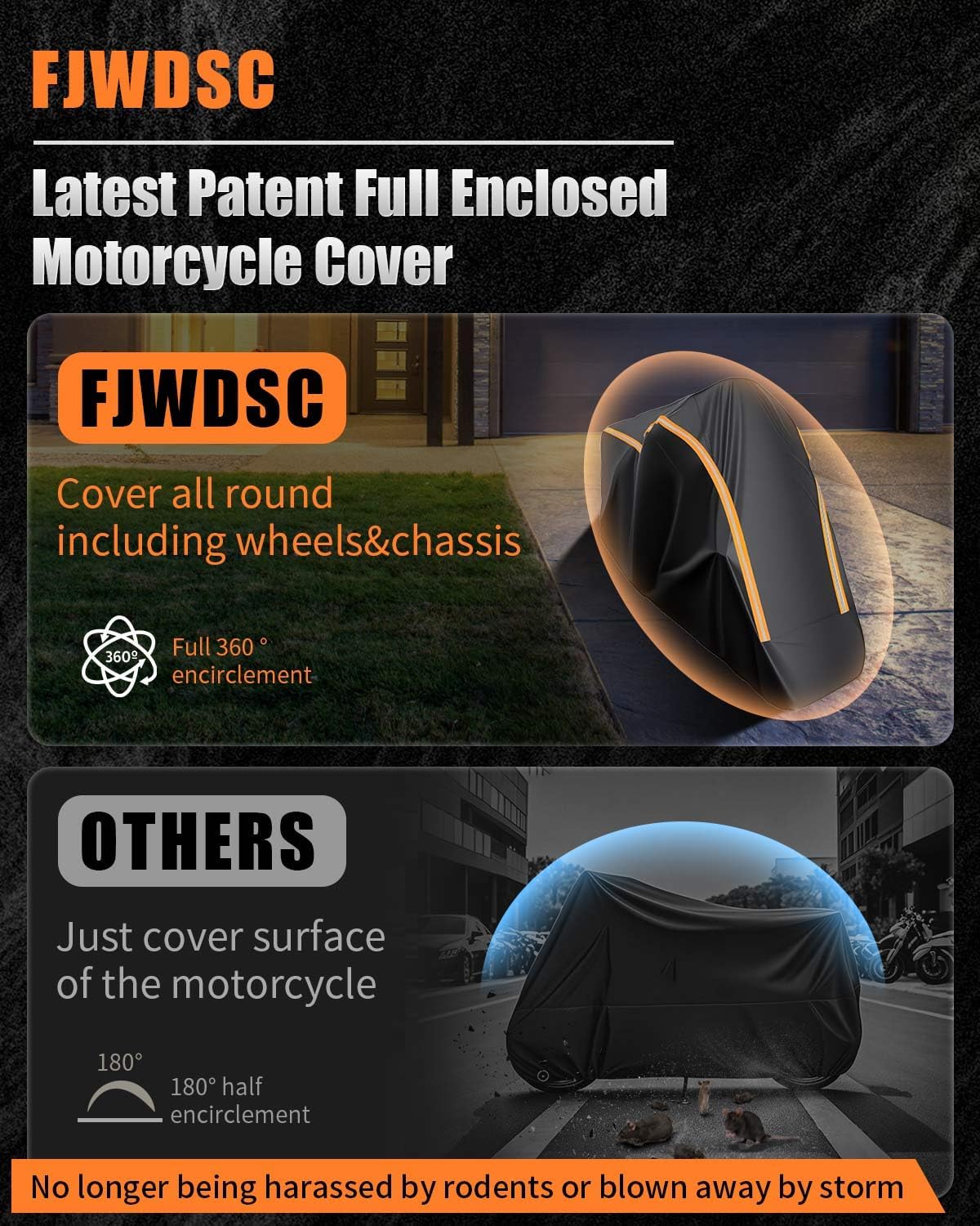 full enclosed motorcycle cover waterproof outdoor fit length shown in use