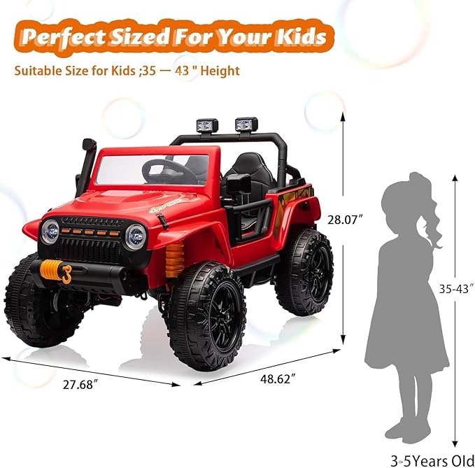 Hetoy 24V 2 Seater Ride On Car for Kids, Electric Truck - Image 2