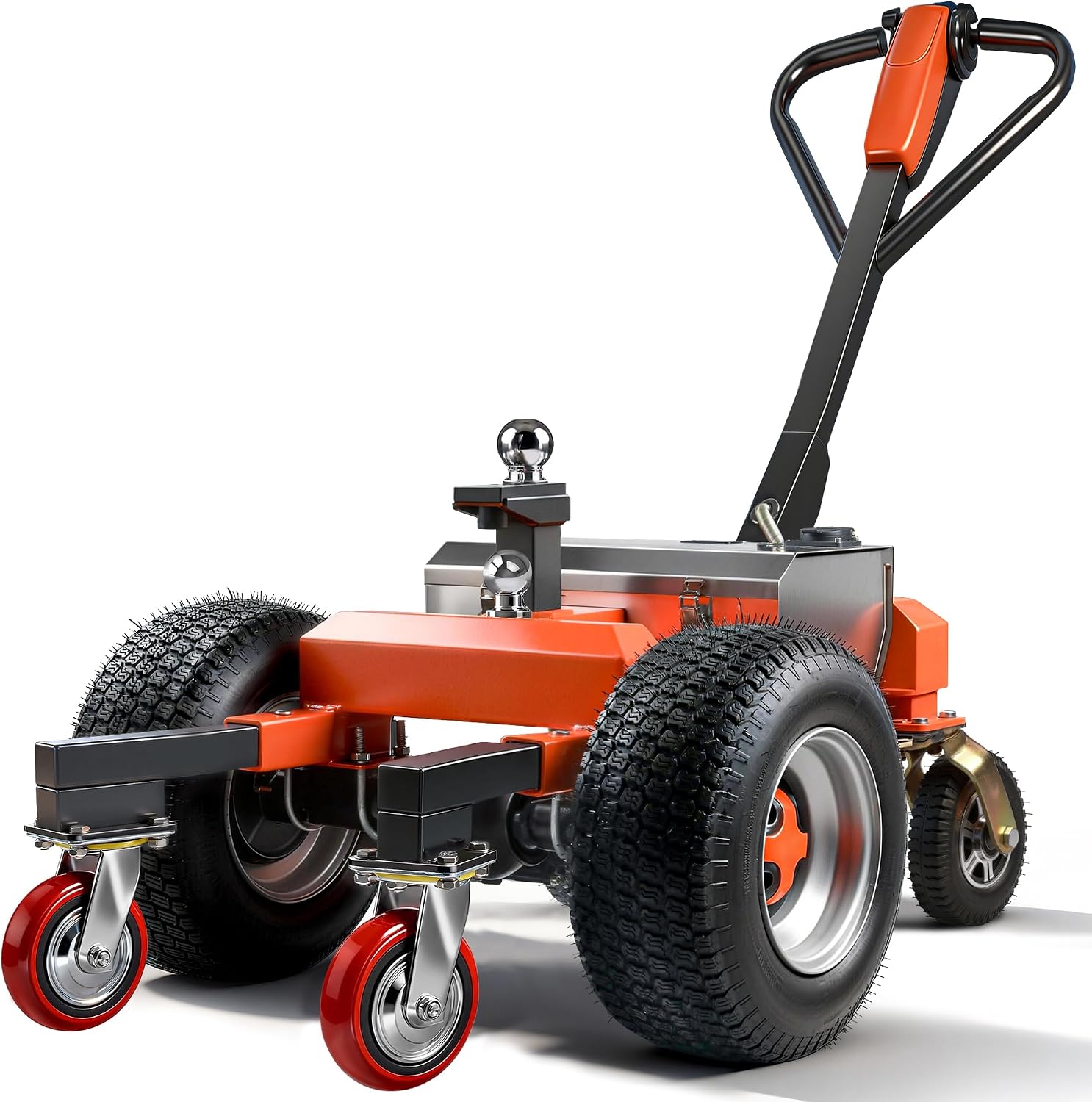 Heavy-Duty Trailer Dolly, Dual Hitch Ball Mover, 4500 LBS Tongue Capacity, Lockable 360° Swivel Wheels & Extended Handle for RV, Boat & Utility Trailers