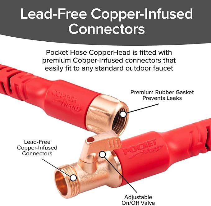 Pocket Hose Copper Head w/New Pocket Pivot Expandable Garden Hose 50 FT - Image 9