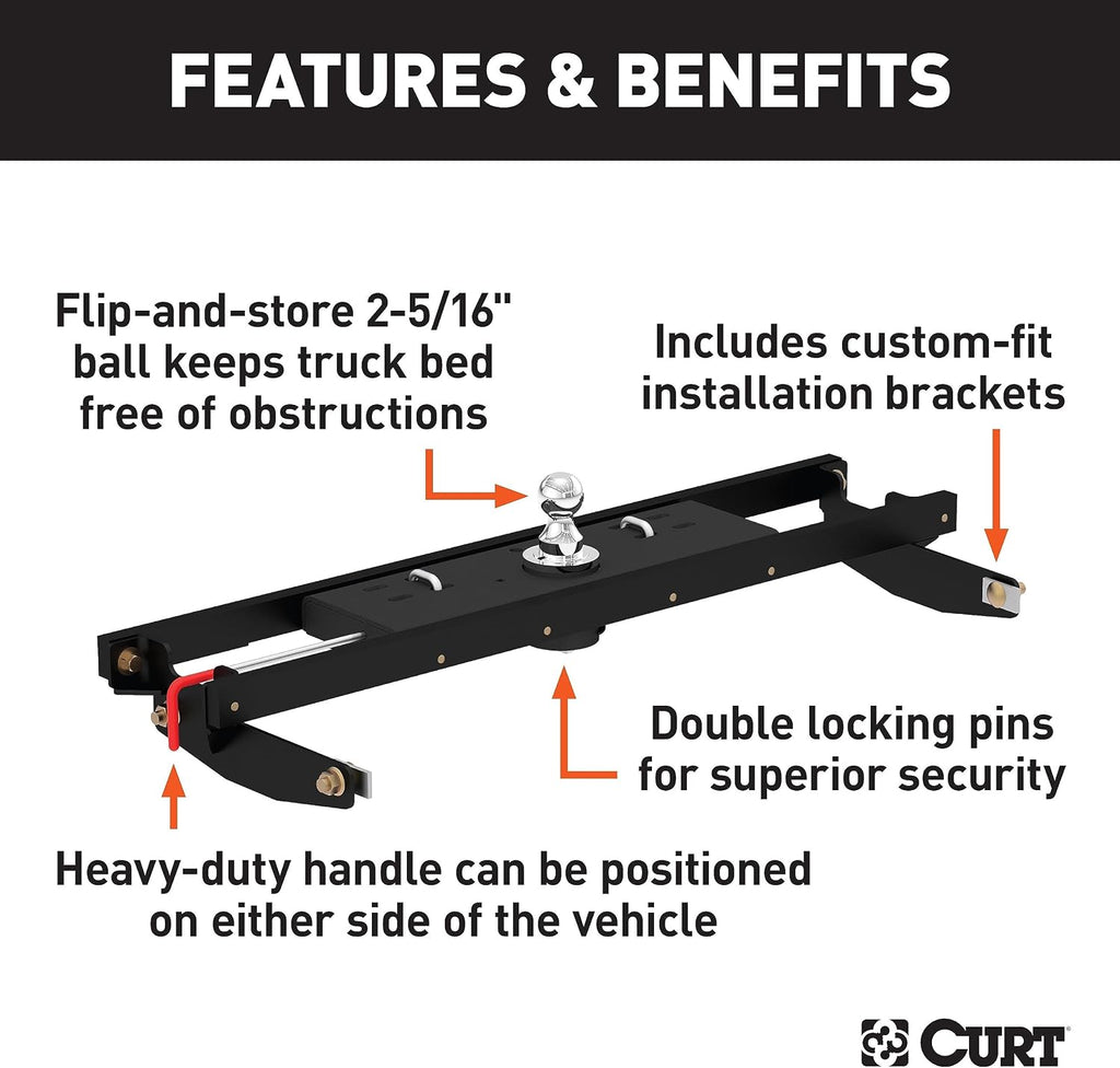 Double Lock Gooseneck Hitch Kit w/Brackets, Compatible with Select Silverado, Sierra 2500, 3500