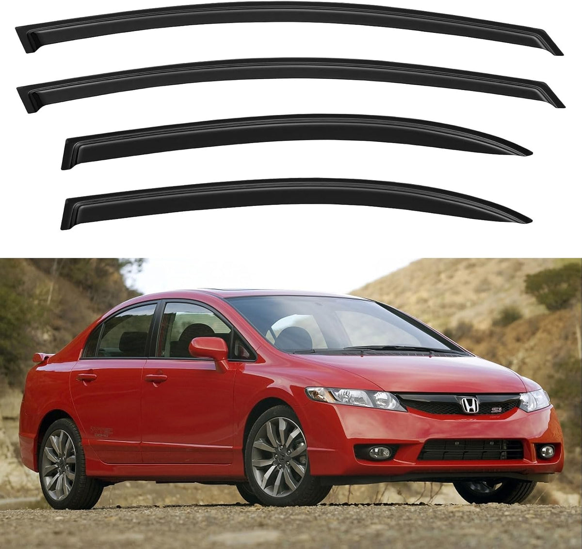 Window Visors Rain Guards for 2006 2007 2008 2009 2010 2011 Honda Civic