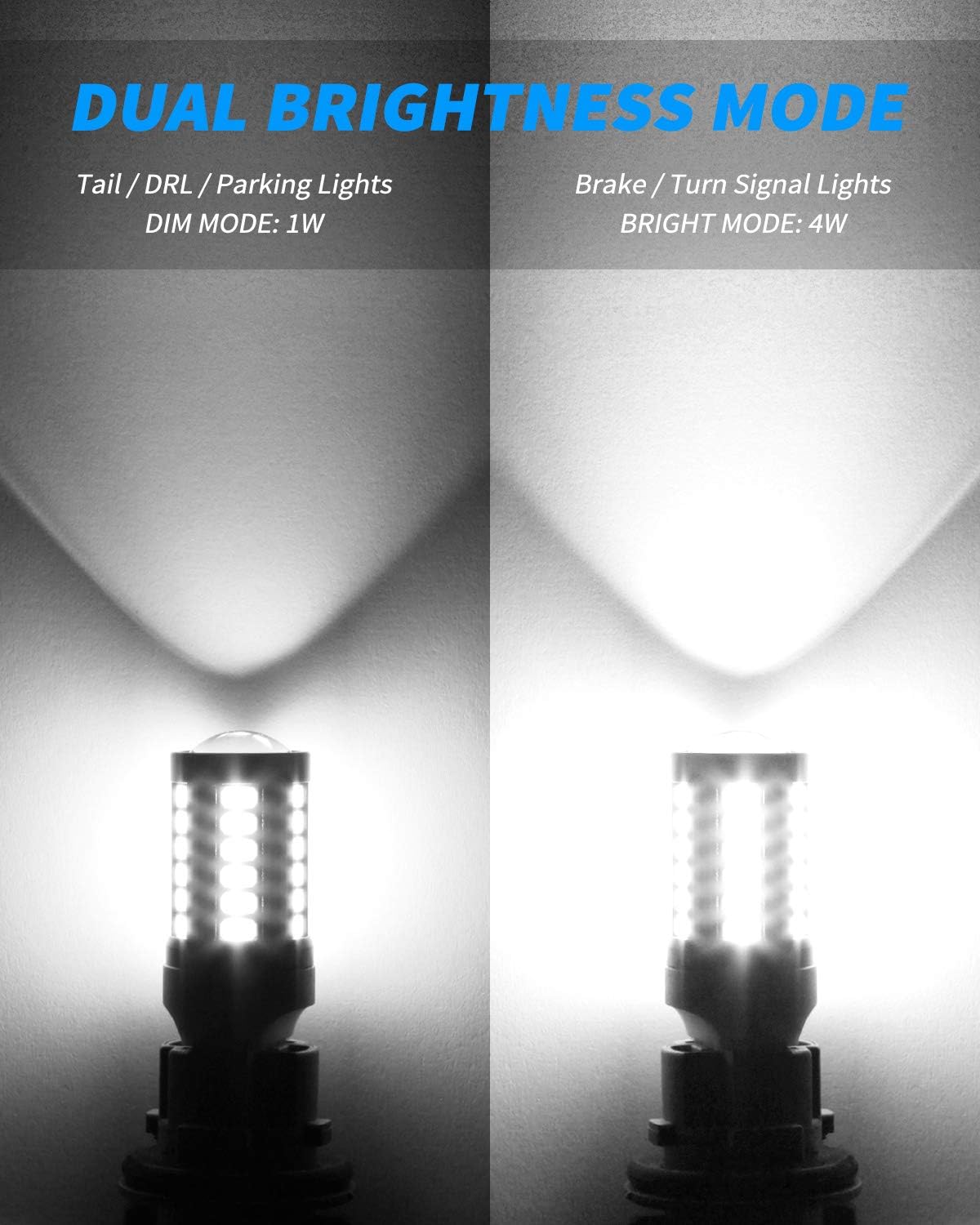 Yorkim 7440 7443 LED Bulb White 6000K Reverse Lights, 7444na 7441 7444 T20 W21W LED Light Bulb for Exterior Turn Signal Backup Tail DRL Brake Parking Lights, Easy Install, 2 Pack