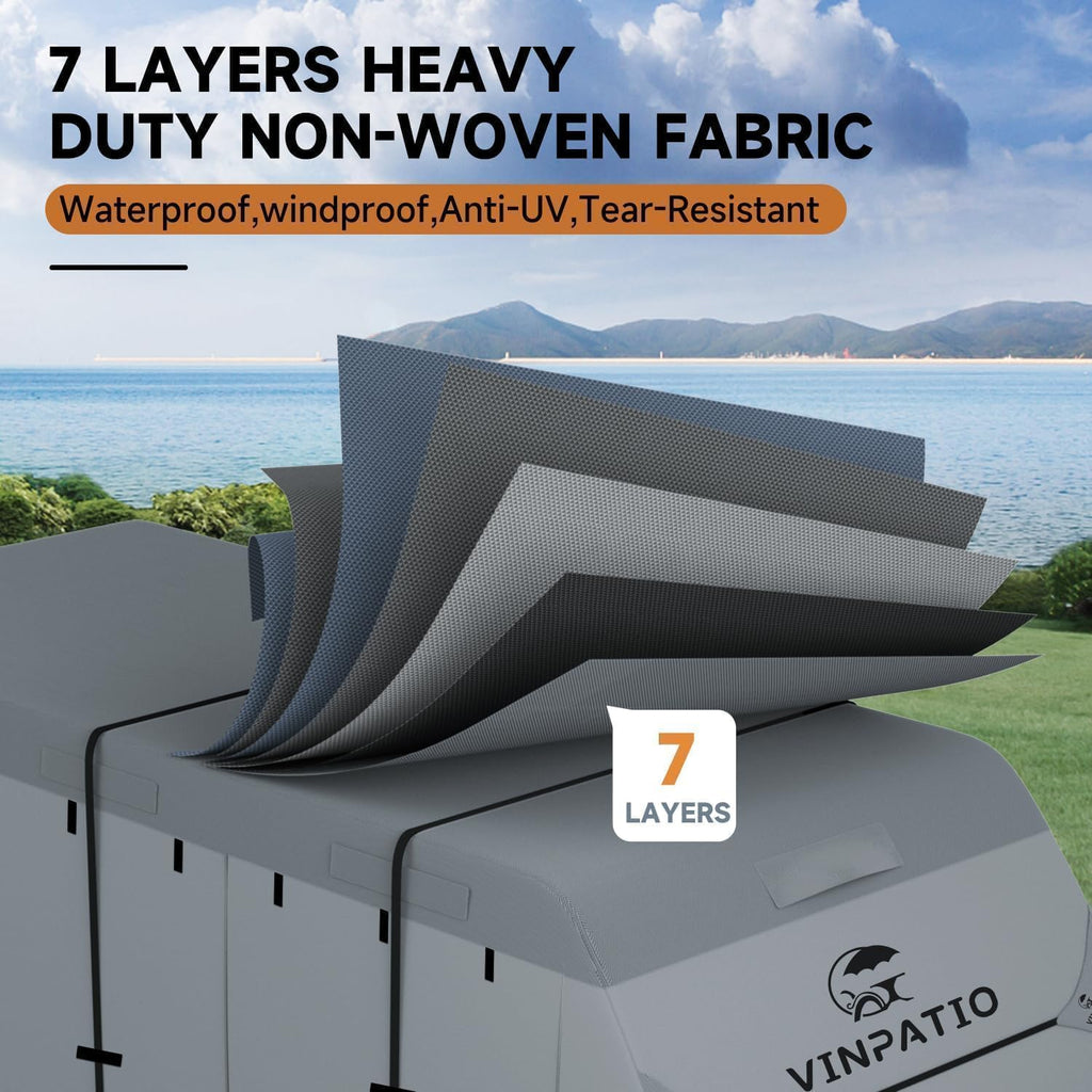 VINPATIO RV Cover 20-22ft: 7 Layers Heavy Duty RV & Trailer Cover, Travel Trailer Cover, Camper Cover, Toy Hauler Cover with Extra Windproof Straps, Tongue Jack Cover, Gutter Covers