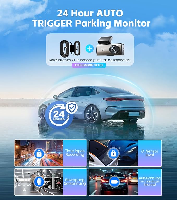 4K+2K Dash Cam Front and Rear, Dash Camera