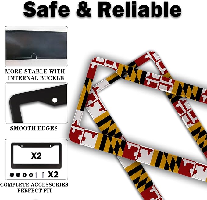 Front License Plate Bracket Multicolor License Plate Frames Flag of Maryland - Image 4