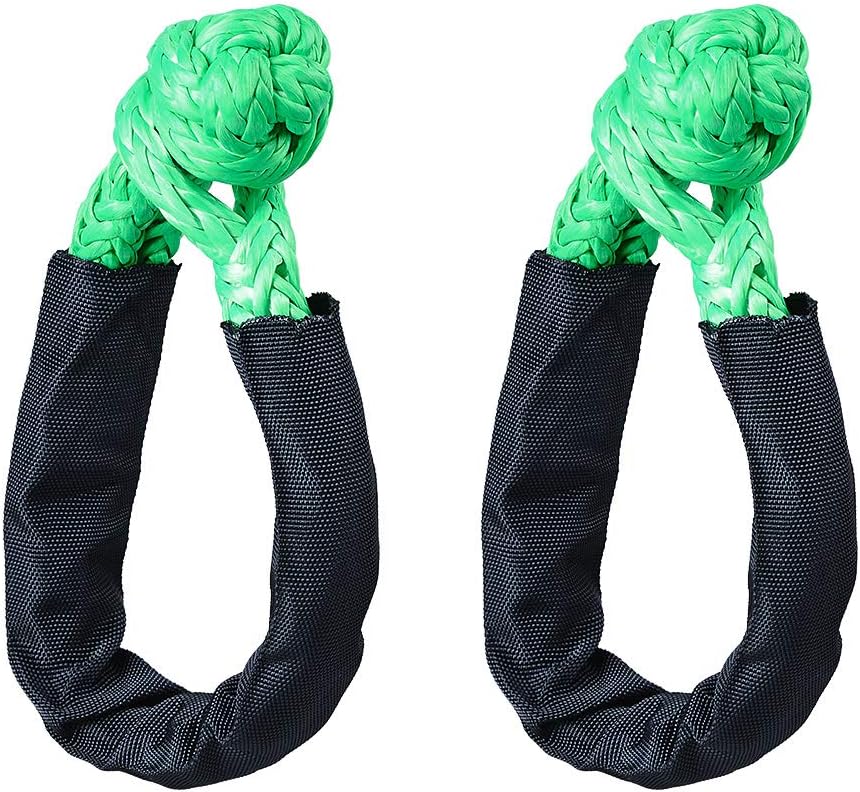 Set of Two Green 1/2" Synthetic Soft Rope Shackles 38,000lbs+ (2pcs)