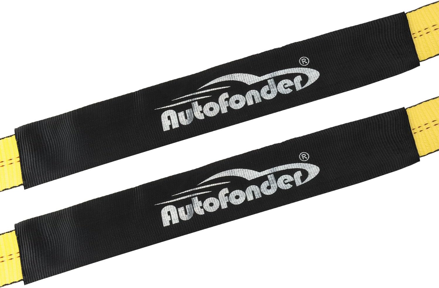 Heavy-Duty Tow Straps with Snap Hooks,2" x4' Yellow V-Bridle Strap with Cordura Sleeve,2 Pack 2"x36" Axle Straps, D-Ring for Tow Trucks, Car Hauler, Recovery, Enhanced Safety(Yellow)