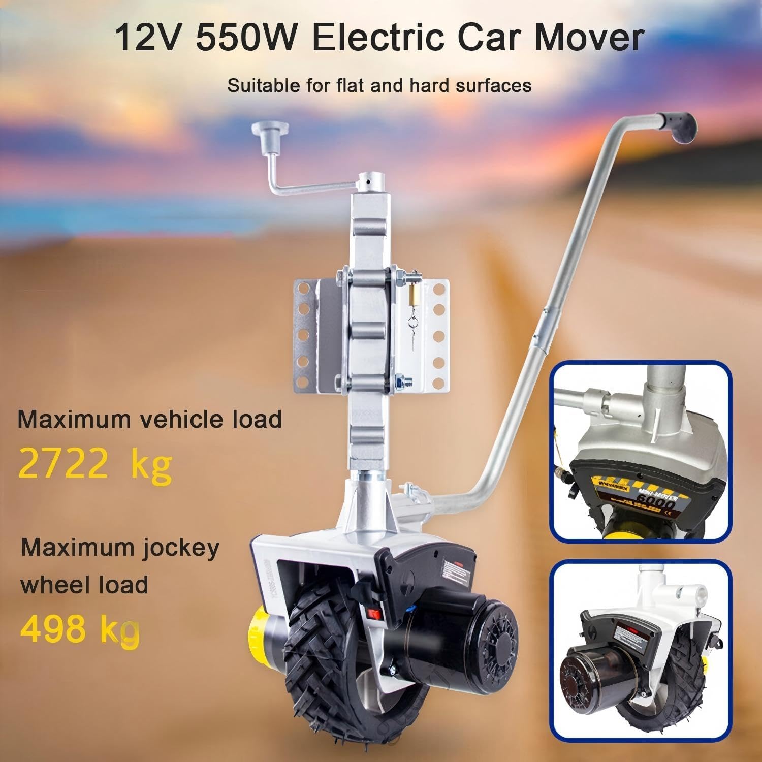 Electric Trailer Dolly, 6000lbs Capacity RV Mover, 550W 12V Motorized Universal Trailer Moving Accessory, Fits Most Couplings