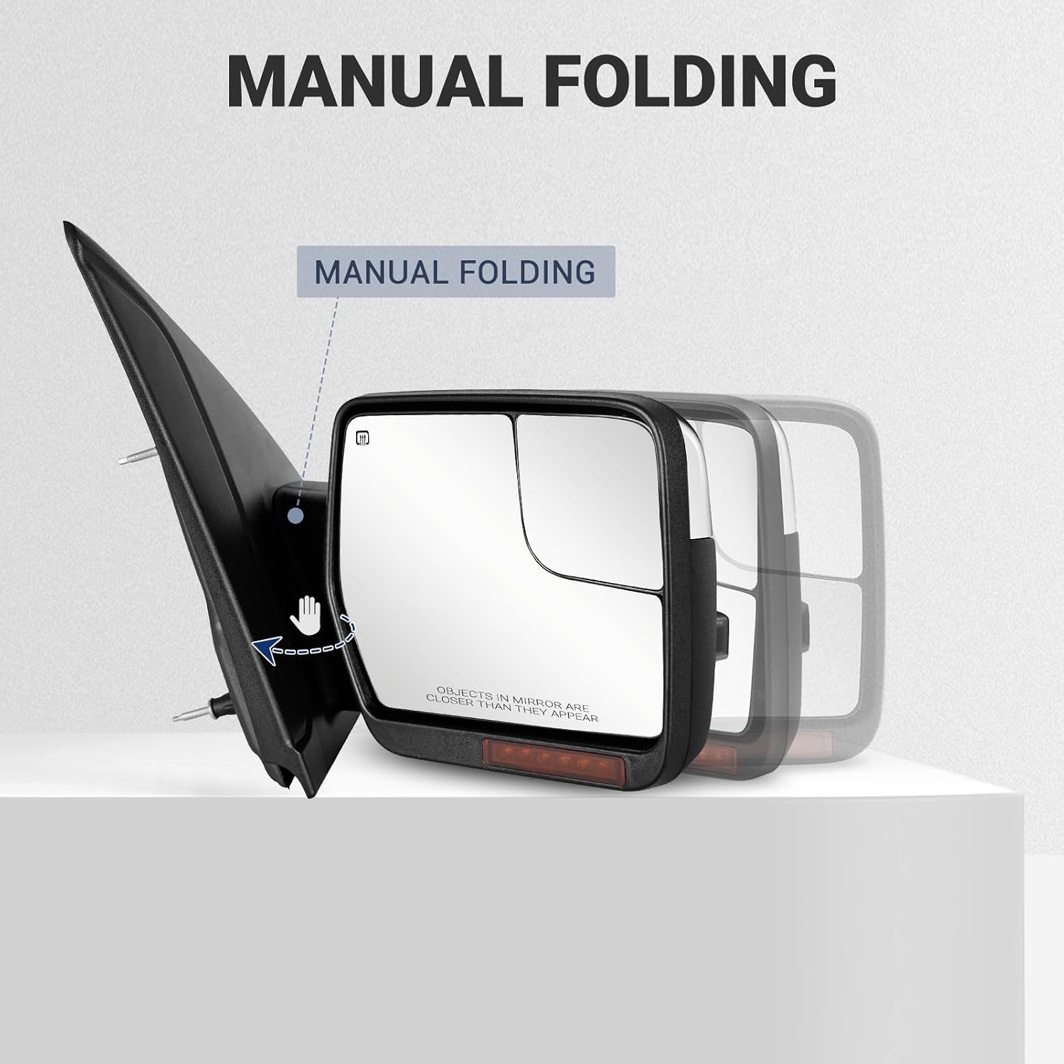 Towing Mirror for Ford F150 - Replacement fit for 2004-2014 Ford F-150 Pickup Truck with Power Adjusted Glass Heated LED Turn Signal Light Puddle Lamp Tow Mirror Pair (Chrome)