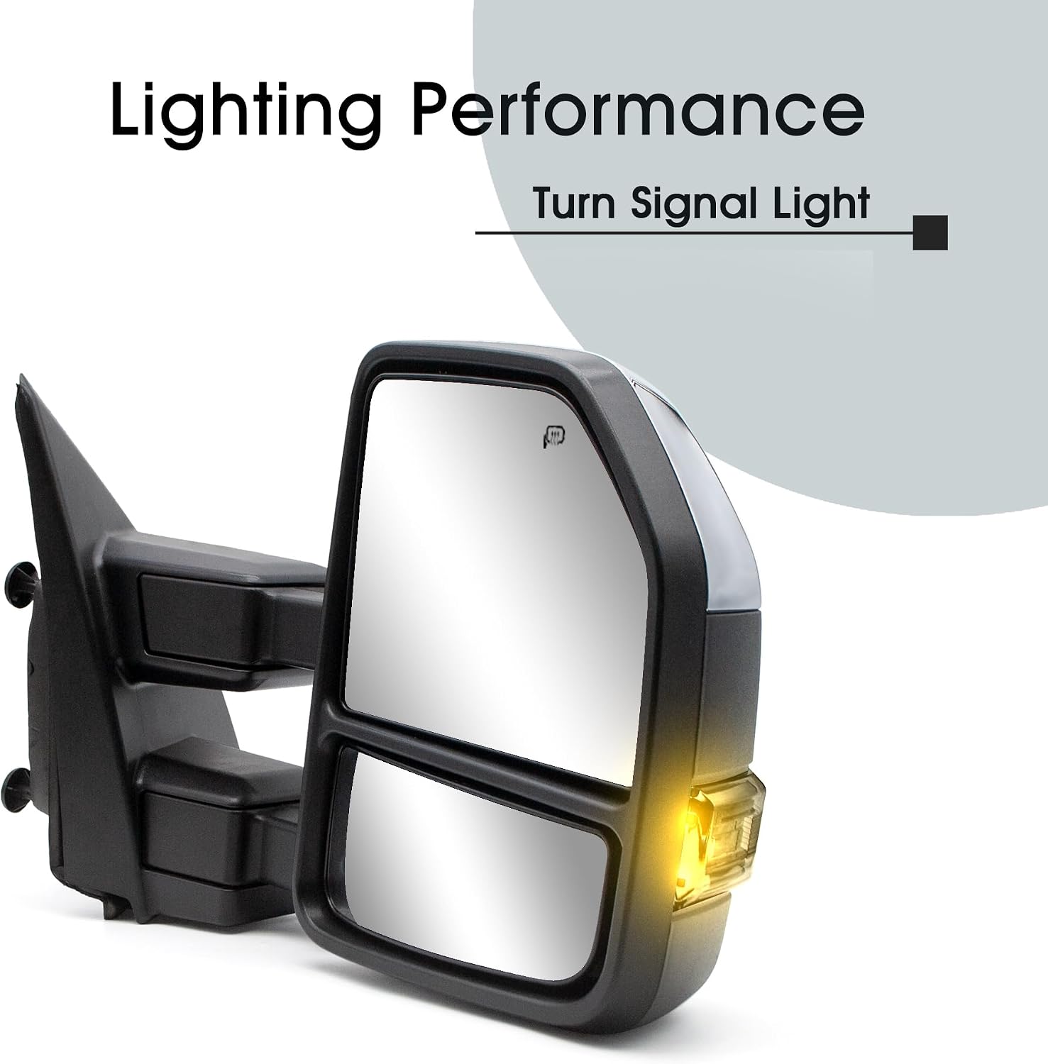 NEYASU Pair Tow Mirrors fit for 2015 2016 2017 2018 2019 2020 Ford F150 Pickup Truck Power Glass Heated Defrost LED Turn Signal Lights Temperature Sensor with 8 Pin Plug Chrome Cap