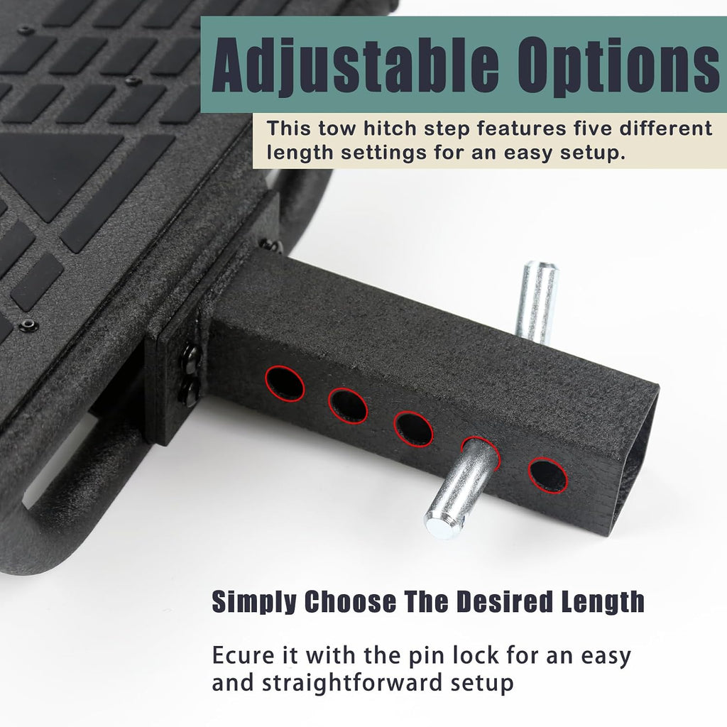 Universal Hitch Steps for Pickup Truck - Anti-Slip Solid Trailer Hitch Step for 2 Inch Receiver Hitch Accessories Rear Bumper Guard Protector for Car SUV ATV Upgraded Textured Black with Pin Lock