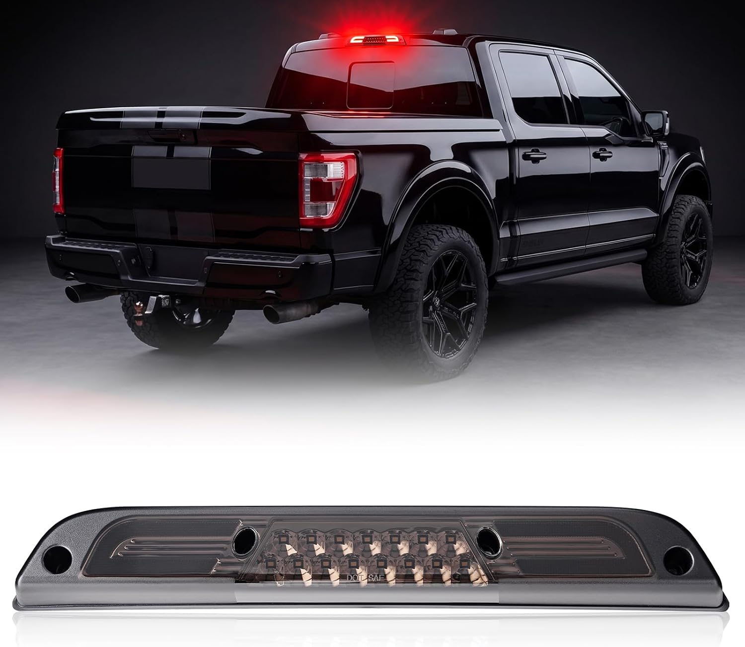 Upgrade High-Performance LED Third Brake Light for 2015-2024 F-150 2017-2024 F-250 F-350 F-450 Super Duty Ranger Maverick High Mount LED Stop Lamp with Smoked Lens