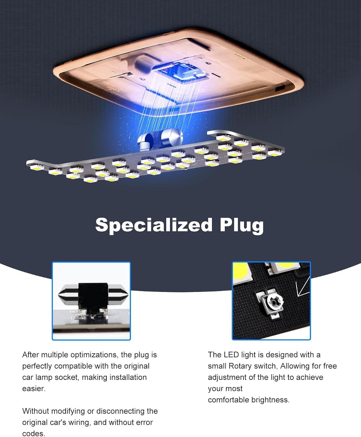 LED Light,Interior Dome Lighting Upgraded Accessory,6000K Pure White Light,Brightness Can Adjust,For Toyota Tacoma(3rd Gen,2016-2023),FJ Cruiser,4Runner,Rav4,Camry,Corolla,Highlander,Prius