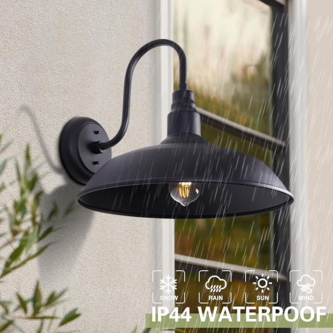 16 Inch Dome Barn Light for Porch, Large Gooseneck Outdoor Light Fixture for - Image 4