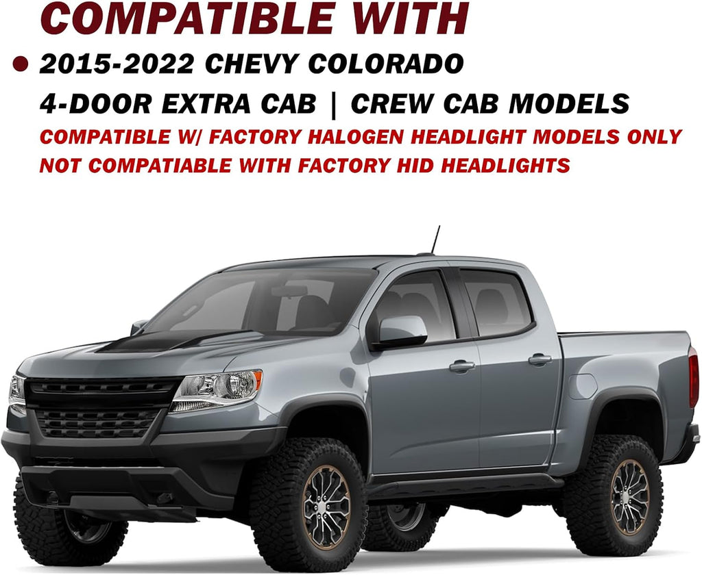 JSBOYAT Halogen Headlight & Taillight Assembly Fit for 2015-2022 Chevy Colorado 4-Door Extra Cab | Crew Cab Models Driver and Passenger Side, Chrome Housing & Amber Reflector