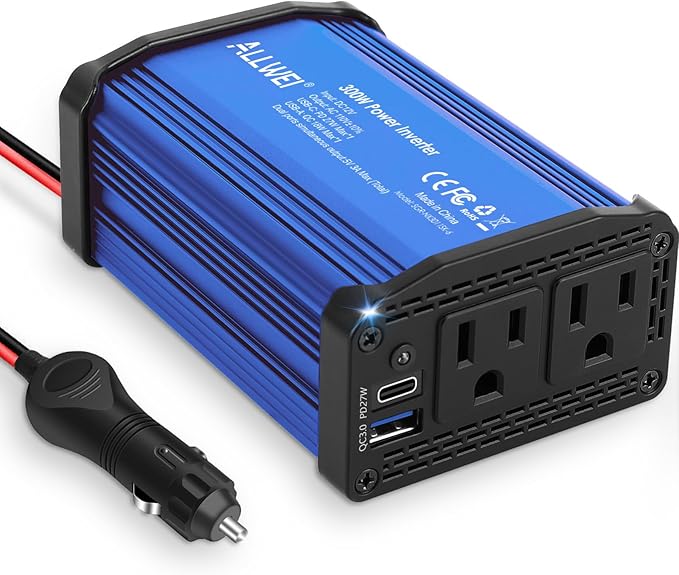 300W Car Power Inverter 12v to 110v, Car Plug in Adapter Outlet by ALLWEI