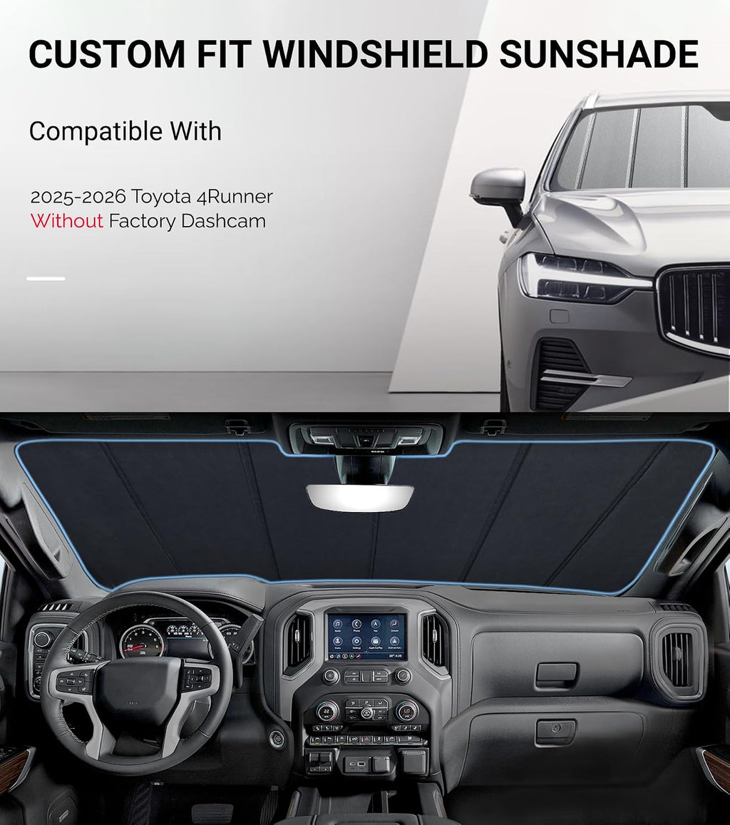 Pigenius Windshield Sunshade for Toyota 4Runner 2025-2026 Without Factory Dashcam, Front Window Sun Shade - Safeguard