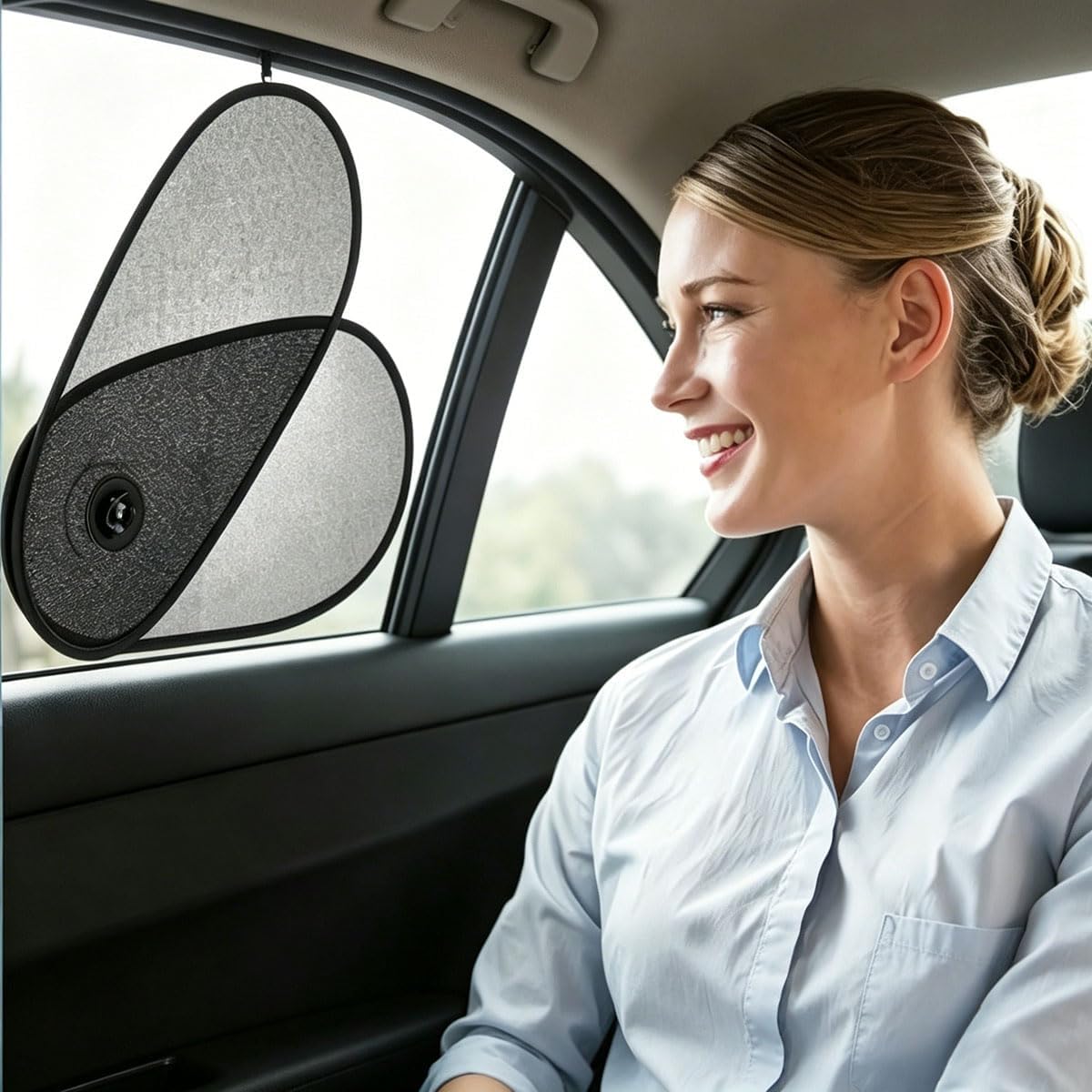 Car Sunshade 2 Pack PVC Adjustable Rotatable Side Window Privacy Sunscreen Heat Insulating Shade for Travel and Parking, 2pcs