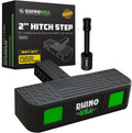 Rhino USA Tow Hitch Step for 2IN Receivers. Anti-Slip Grip, Reflective Material and Bumper Protection Perfect for Trucks, SUV's and More - Locking Trailer Hitch Pin Included! - Black