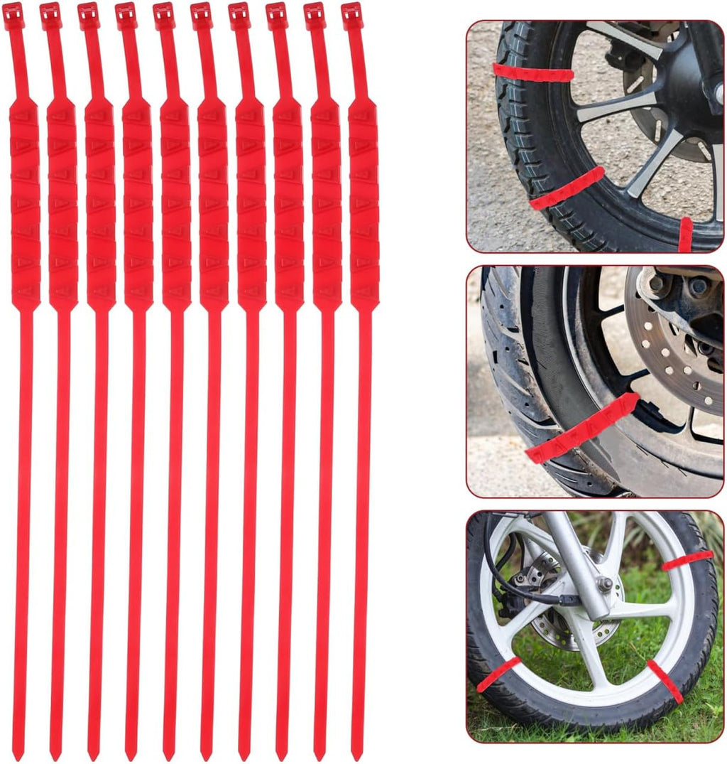 VOSAREA 10pcs Anti-Slip Motorcycle Tire Chains Universal Snow Chain for Electric Bikes Two-Wheel and Three-Wheel Vehicles Sturdy Nylon Construction for Winter Use