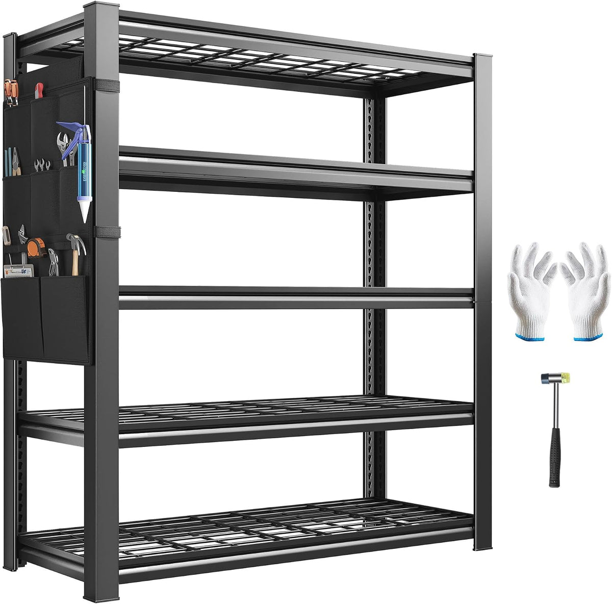 REIBII Storage Shelves, Heavy Duty Garage Shelving Load 2500LBS, 5-Tier Garage