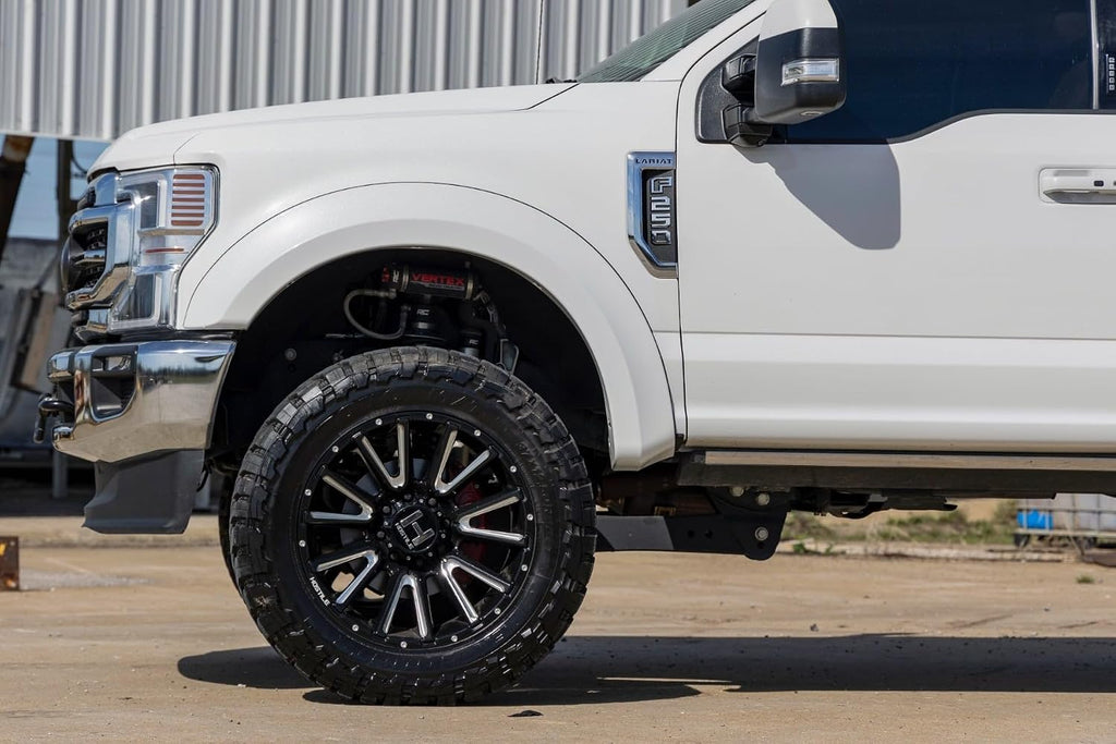 Rough Country Sport Fender Flares for Ford F-250/F-350 Super Duty (2017-2022) - 1" Tire Coverage, 7" Height, UV-Resistant ABS, Paintable Matte Black