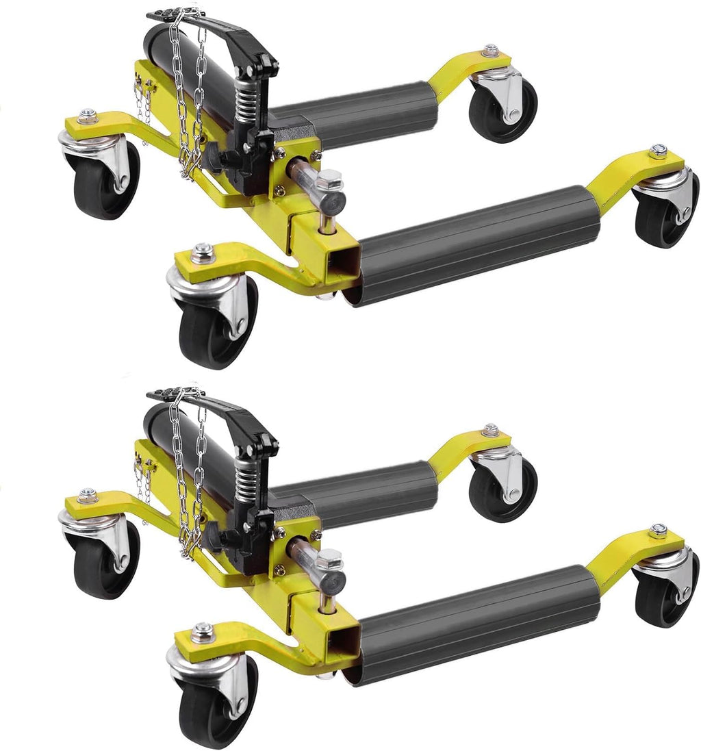 PioneerWorks Car Wheel Dolly Jack Set of 2, 1500 LBS Capacity Hydraulic Car Dolly, Heavy Duty Rollers with Foot Pedal for Car Truck RV Trailer, Yellow