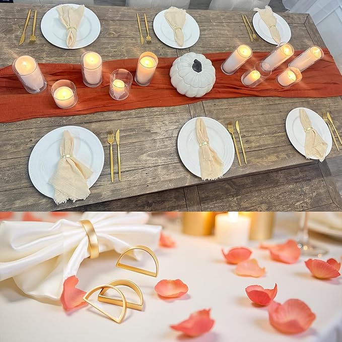 Set of 100 Napkin Rings Metal Gold Semicircle Napkin Ring, Napkin Rings Bulk ...